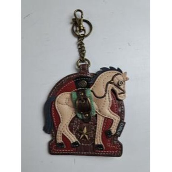 Chala Horse Key Fob Coin Purse Clip Zip Closure Brown Cream NWOT - Picture 5 of 7